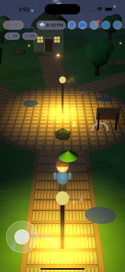 The village at night with warm lights