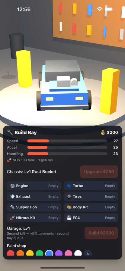 Tuning a car in the build bay