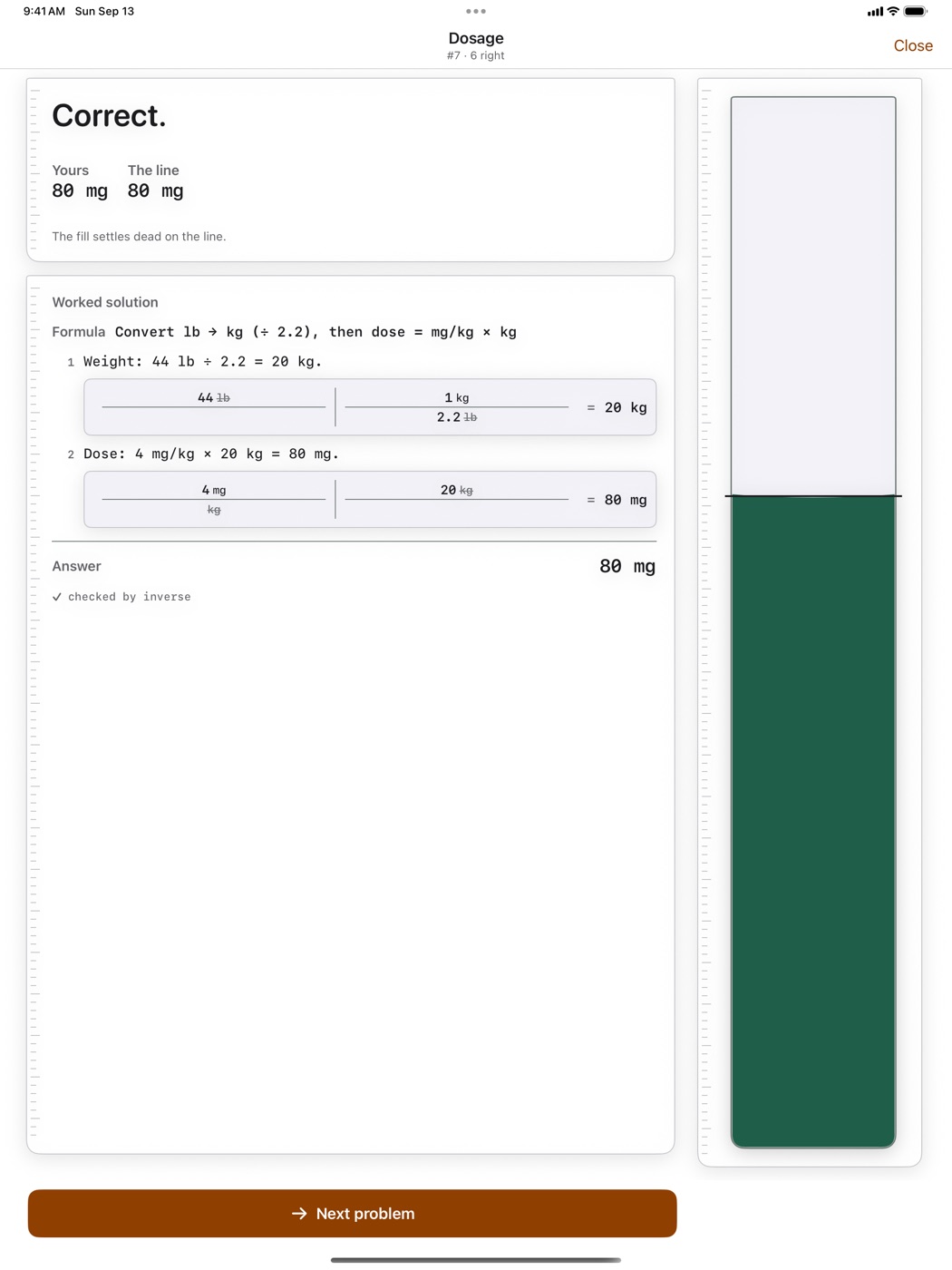 Pharmacy Tech Math running on an iPad